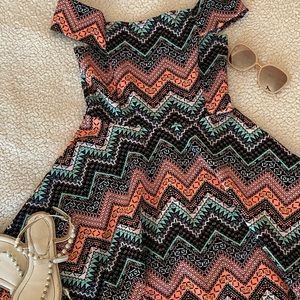 Off the shoulder flowy Chiffon print dress